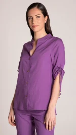 Camicia viola lino e viscosa